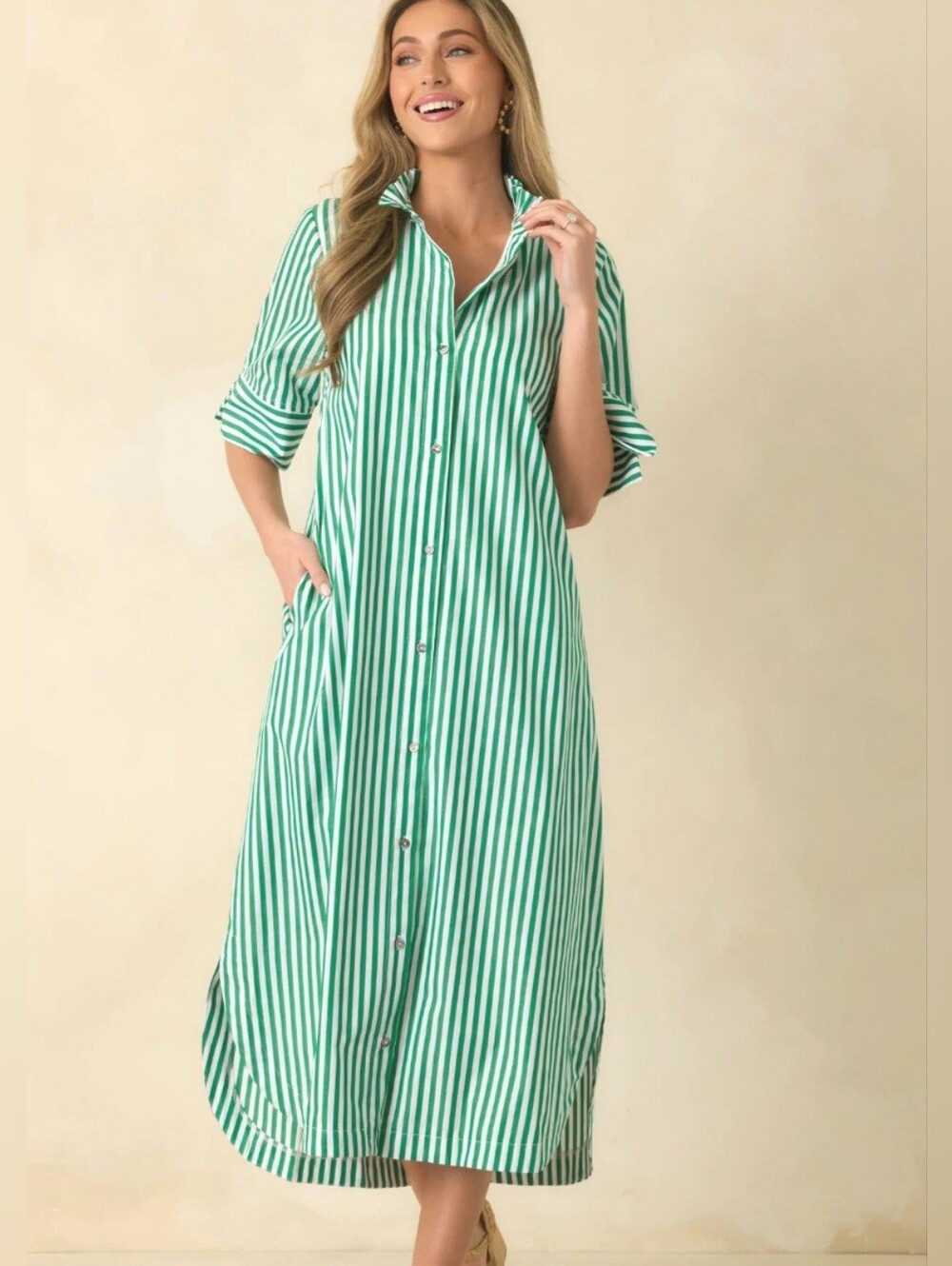 Unbranded Green White Stripe Maxi Dress